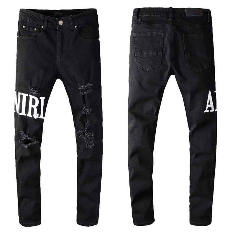 

Men Denim Designer Jeans Embroidery Pants Fashion Holes Trouser US Size 28-40 Hip Hop Distressed Zipper trousers For Male 2022 Hot Sell, 0002
