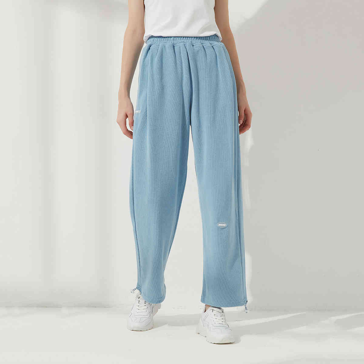 

men's pants wixra women's straight pants 100% cotton, casual elastic-waisted , with printed letter pockets, fashionable bmvi, Black