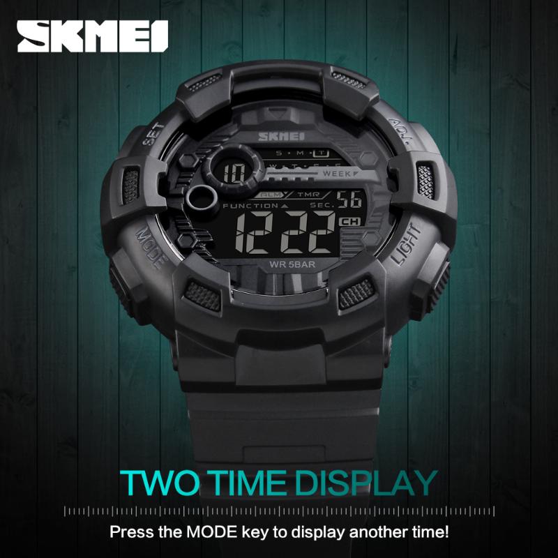 

Wristwatches Zk30 Outdoor Sport Watch Men Multifunction 5Bar Waterproof PU Strap LED Display Watches Chrono Digital Reloj Hombre 1243, Gold