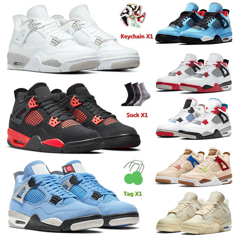 

4 4s IV Basketball Shoes White Oreo Jumpman4 Retro Mens Women Red Thunder University Blue Off Sail Black Cat Royalty Jumpman Trainers Sneakers, C24 thunder 40-47