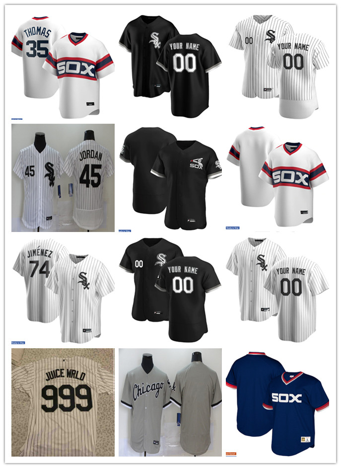 

Men Women Youth Chicago White Sox 999 JUICE WRLD 74 Eloy Jimenez 35 Frank Thomas 45 Michael Custom Baseball Jersey Blank whi, Blue;black