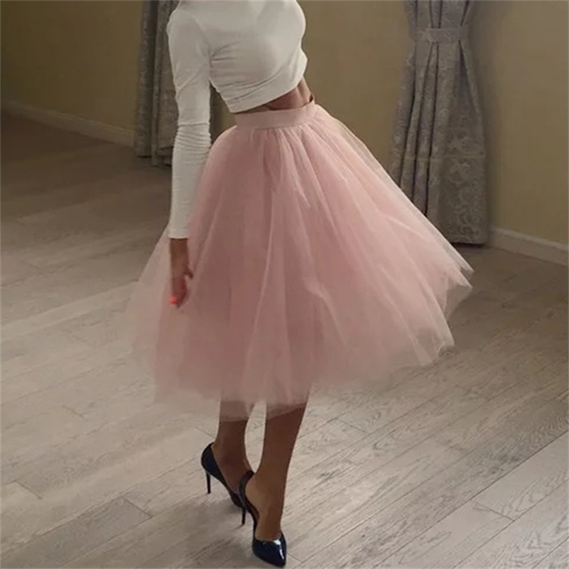 

Quality 5 Layers Fashion Tulle Skirt Pleated s Womens Lolita Petticoat Bridesmaids Midi Jupe Saias faldas 210702, Blue black