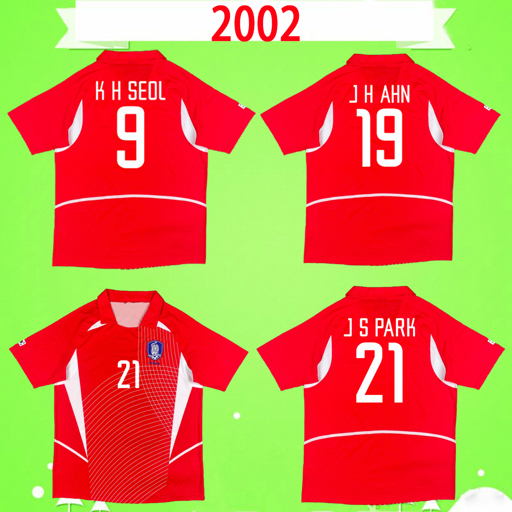 

2002 KOREA jersey 2002 national team retro soccer jerseys 02 home red Vintage South Camiseta de fútbol Classic football shirts #21 J S PARK #9 K H SEOL #20 M B HONG #19 J H AHN