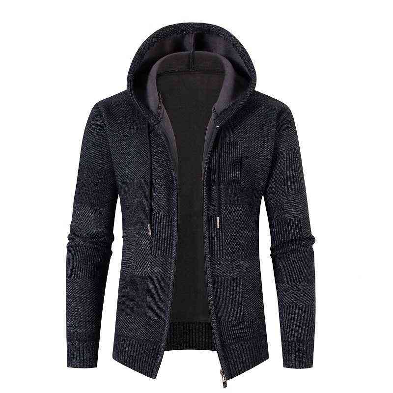 

Men's Sweaters Cardigans Winter Warm Hooded Sweatearcoat Men Causal Knitwear Sweatear Jackets Coats Men Knitted Cardigans 211109, Coffee