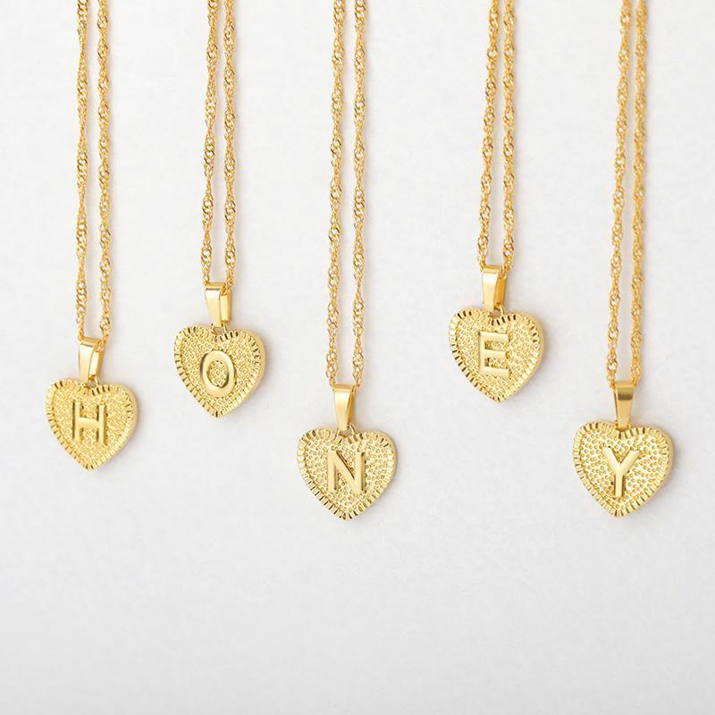 

Cute Heart Initial Necklace For Women Wife Personalize Gift Gold Color Love Alphabet Pendant Lover Jewelry Accessories Chains, Silver