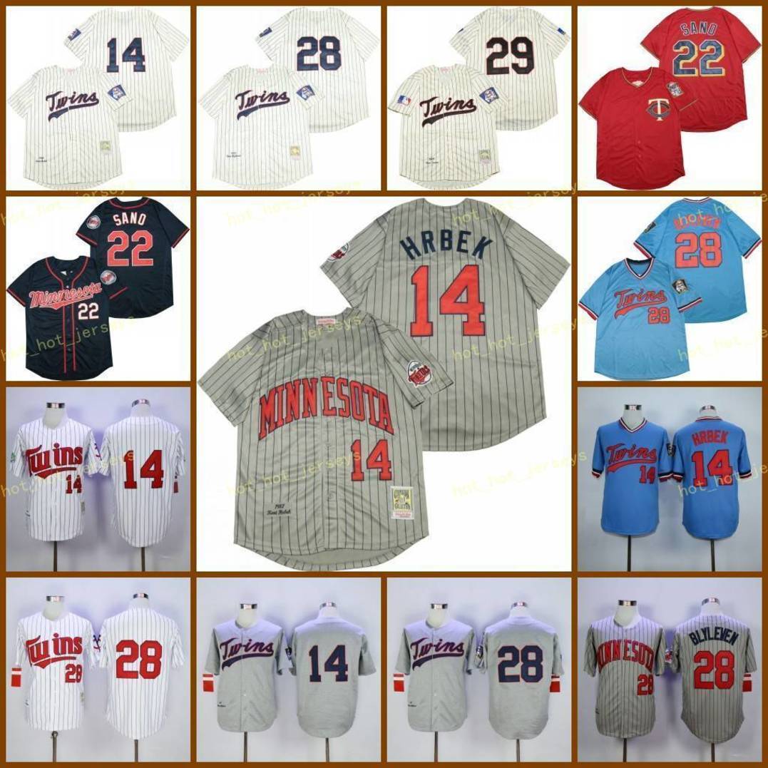

Retired 14 Kent Hrbek Baseball Jersey 22 Miguel Sano 28 Bert Blyleven 29 Rod Carew 1969 1970 1987 Vintage Retro Cooperstown Mesh Stitched, Men