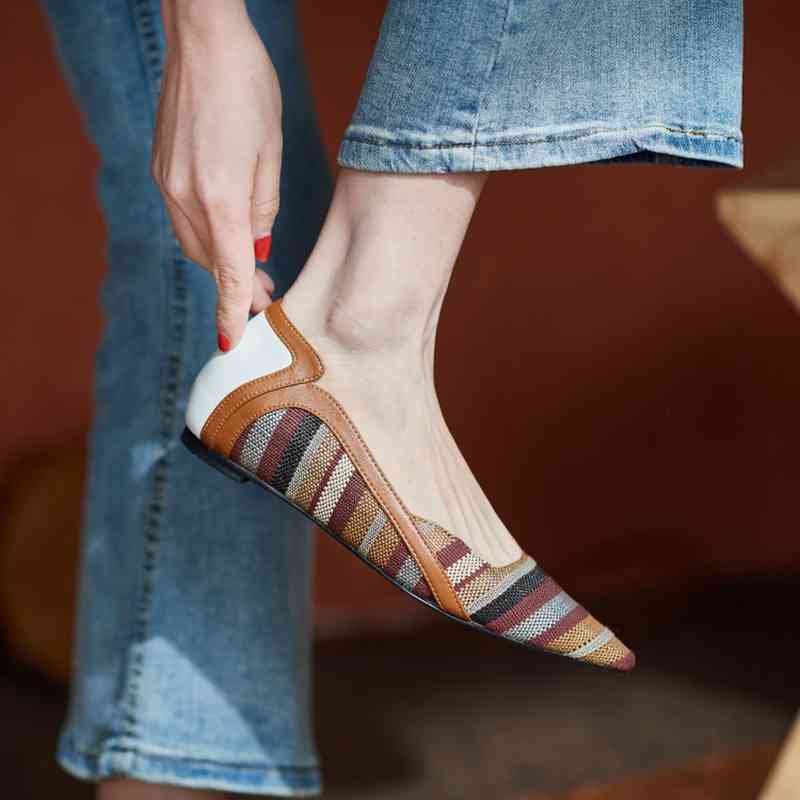 

Sandals spring/autumn women's shoes pointed toe up raise indoor low-heel pumps mixed colors bohemian OOAD, 1# shoe box