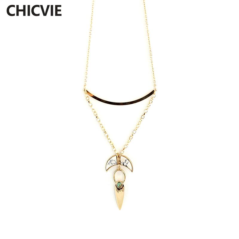 

Pendant Necklaces CHICVIE Gold Color Jewelry Maxi Necklace For Women Ethnic Moon & Pendants SNE160051105