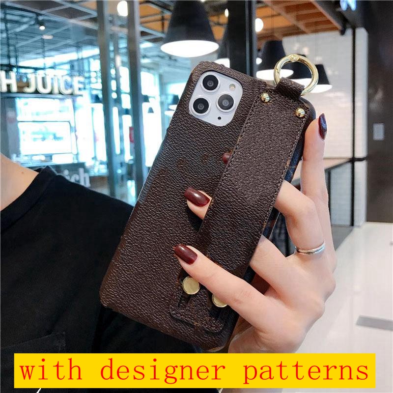 

Wrist strap phone cases for iPhone 13 pro max 12 Pro max mini 11 11Pro X XS XR XSMAX shell PU leather designer 11promax 12promax cover y03, Brown flower