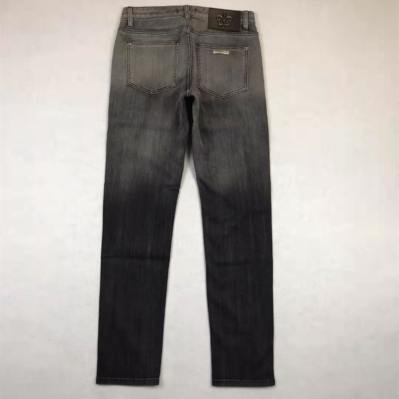 

Hearts/Chrome Jeans Thin Straight Slim Fashion Brand Cross Gradient Grey Elastic Cotton Crosin New Men's Pants for Spring and Summer, Blue