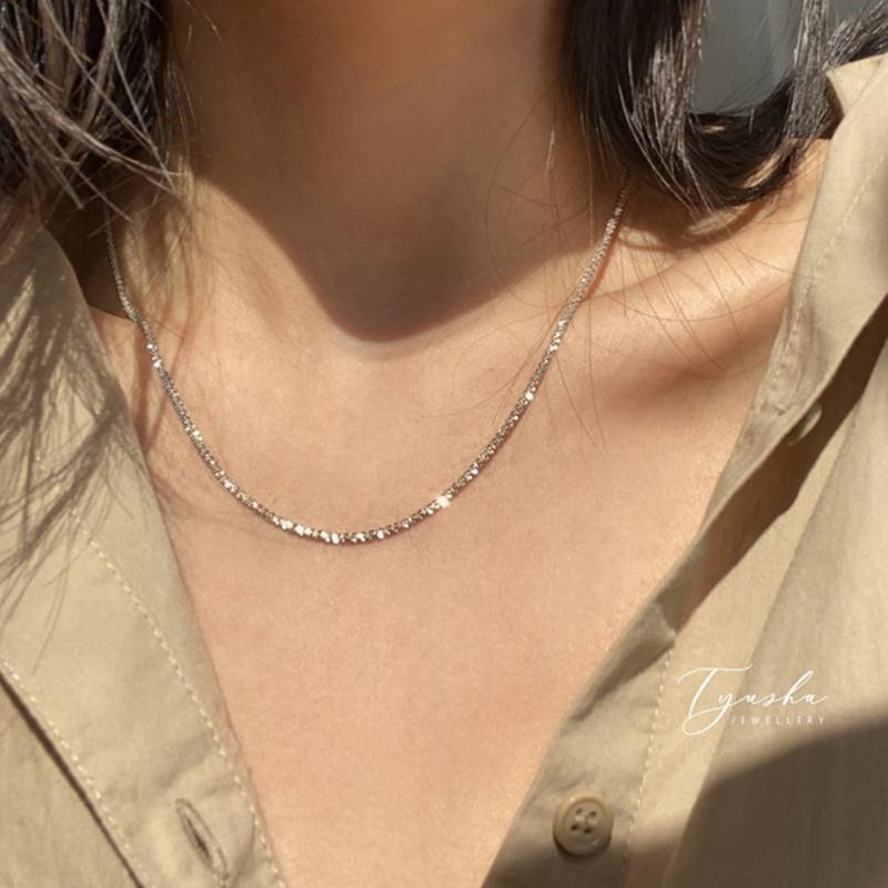 

Chains Gold Silver Color Flat Shiny Glossy Chain Necklaces Minimalist Statement Elegant Chokers For Women Jewelry