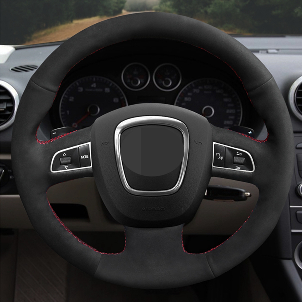 

Car Steering Wheel Cover Genuine Leather Suede For Audi A3 8P Sportback A4 B8 Avant A5 8T A6 C6 A8 D3 Q5 8R Q7 4L S3 S4