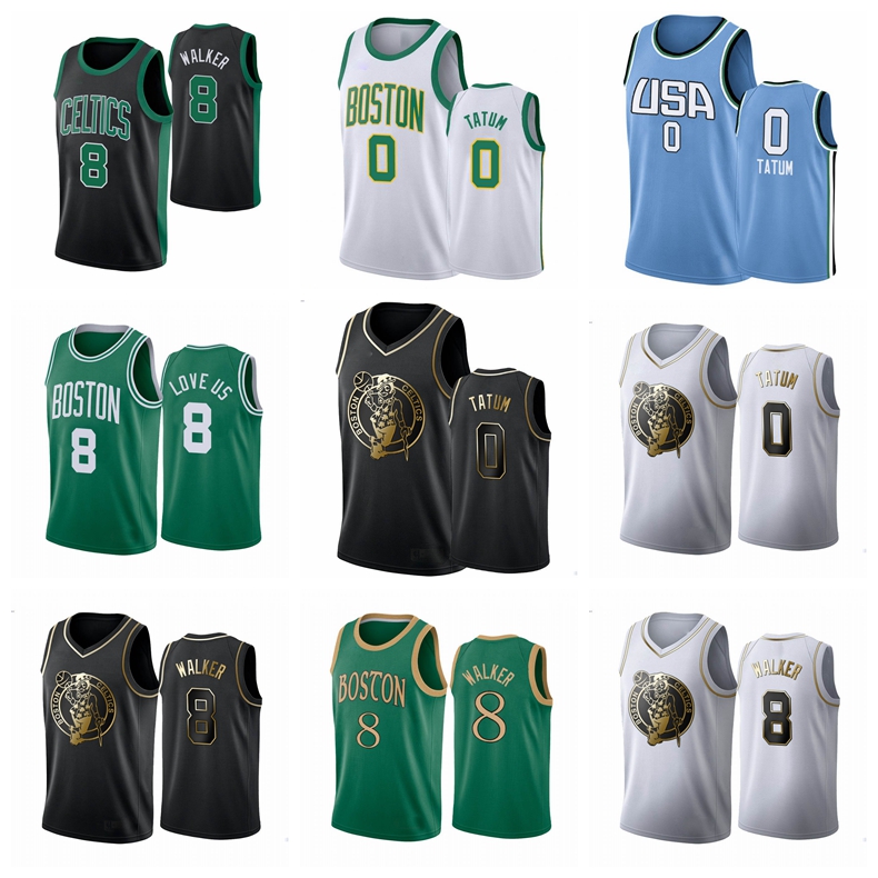 

Boston Celtics Jayson Tatum Kemba Walker MEN's White Basketball Jersey, Black