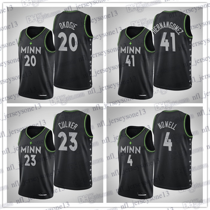 

Custom Men women youth 2020-21 Minnesota Timberwolvess 41 Juan Hernangomez 1 Anthony Edwards Black City Jersey