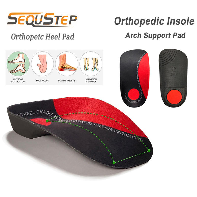 1 pair Orthopedic Heel Pad Arch Support Orthotic Pads Insoles Half Length Plantar Fasciitis Insole For Flat Feet-image-736544007