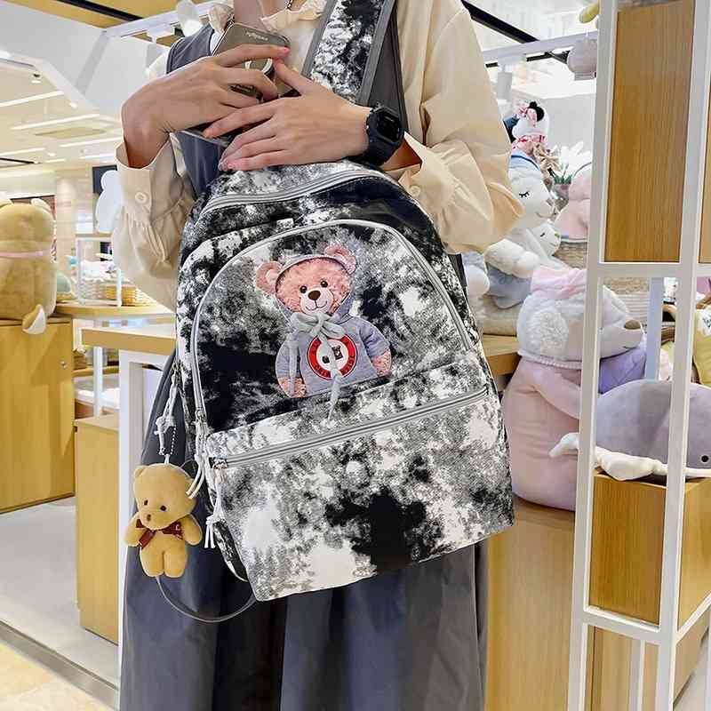 

Ins cartoon schoolbag 2021 new school season Korean fashion graffiti large capacity Travel Backpack, Green