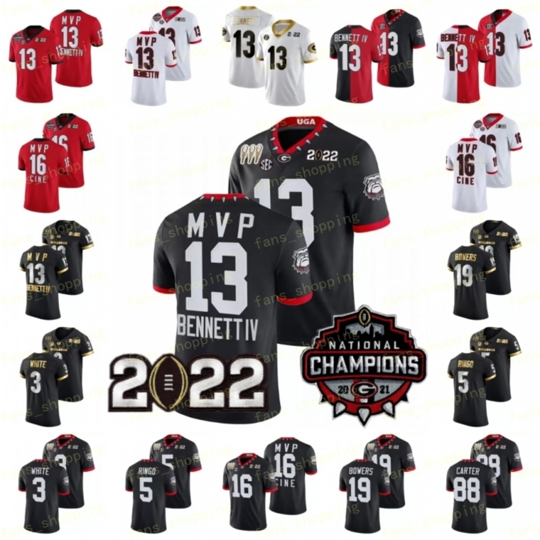 

13 Stetson Bennett IV Georgia Jersey Bulldogs 3X CFP National Champions Black NCAA Football Kirby Smart Kelee Ringo Zamir White Lewis Cine Brock Bowers Jalen Carter, As