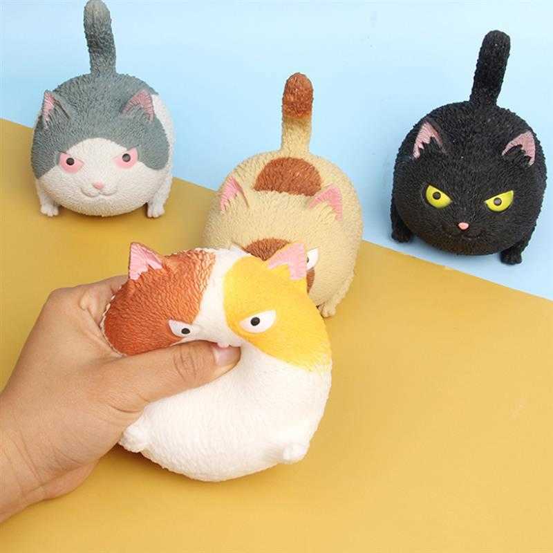 

Pinch Angry Cat Cute Pet Toy Cat-Shaped Squeeze Stress Relief Ball Decompression Artifact Vent Toy Squeeze Animal Toys Kids Gift H0924