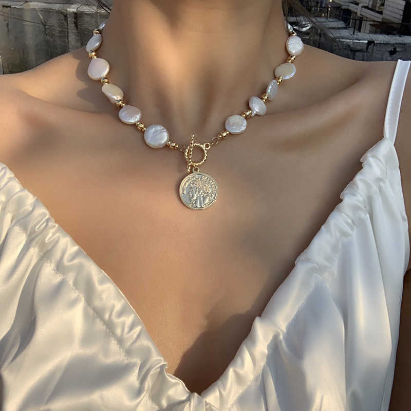 

Handmade Women's Unique design Hand Crafted 14KGF Natural Freshwater Pearl Baroque Sweater Necklace