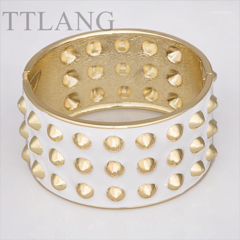 

Bangle European Unique Punk 3.5cm Width Enamel Rivet Design Alloy 3 Colors1