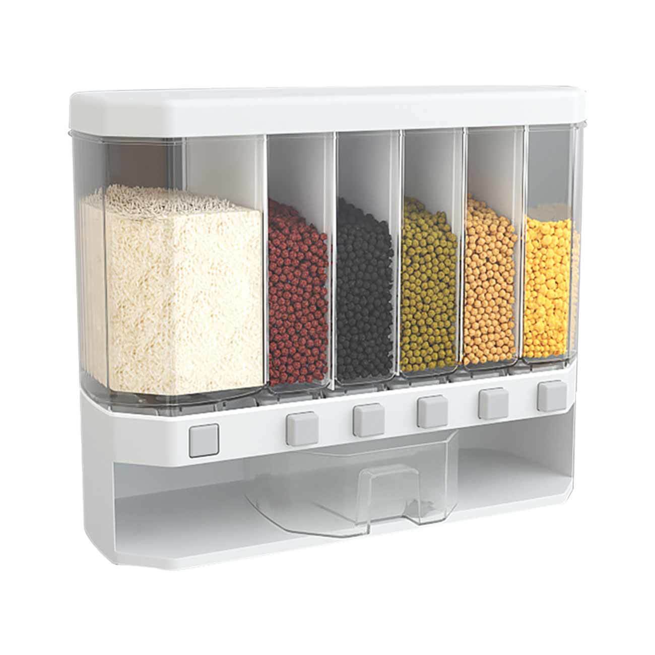 Wall Mounted Grain storage Press Cereal Dispenser Food Organizer Kitchen Storage Household Dry Rice Foods Damp Proof Container-image-689781532