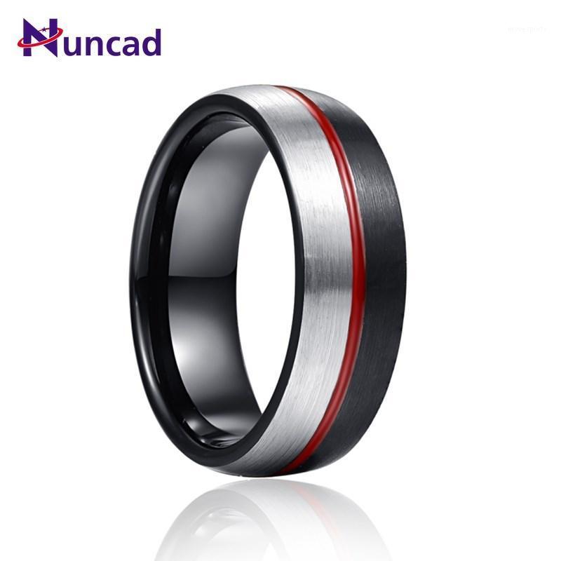 

Wedding Rings Nuncad 8mm Black Silver Color Steel Red Glue Tungsten Carbide Ring Groove Men Inoxidable Good Quality1
