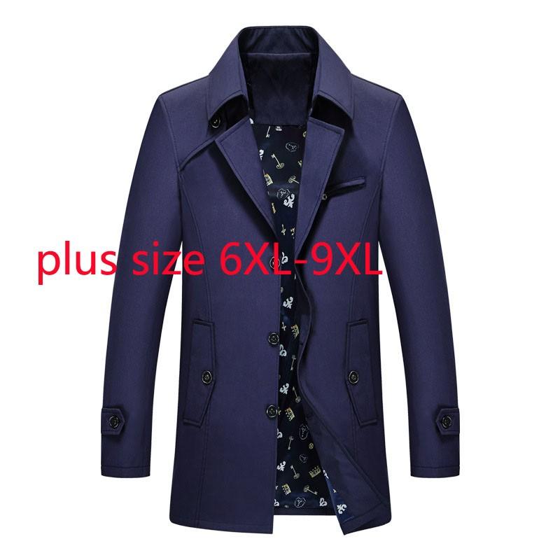 

Men's Trench Coats Arrival Super Large Autumn Windbreaker Men Thin Spring And Single Breasted Casual Coat Plus Size  7XL 8XL 9XL