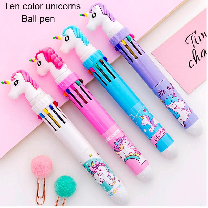 

Cartoon Animal Four-color Pen Ten-color Color Ballpoint Stationery School Supplies Children Student Education Toy Pens, Blue;orange