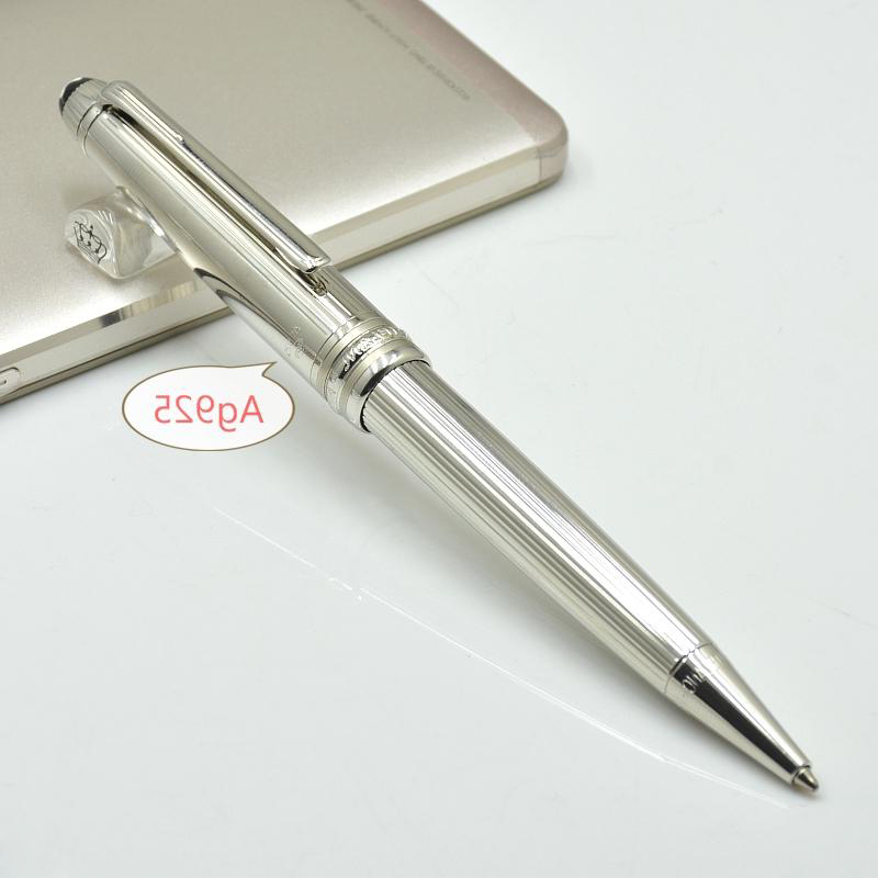 

High Quality 163 Ag925 Silver Stripe Metal Ballpoint Pen With Series Number Lead Office Stationery Luxury Refill Pens Gift@ yamalang3