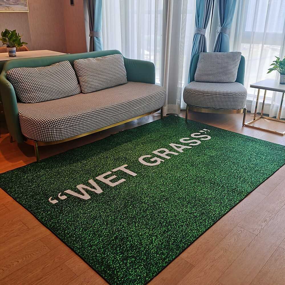 

WET GRASS Rug Carpet Living Room Decoration Carpet Bedroom Bedside Bay Window Area Rugs Sofa Floor Mat 210831, Green