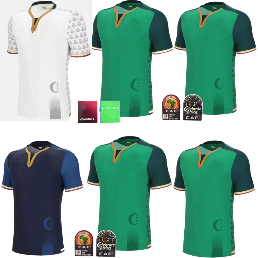 

22 23 The Comoros soccer jersey 2022 home green away white third blue Faïz Selemani El Fardou Ben Youssouf M'Changama Fouad Bachirou football shirts, Red