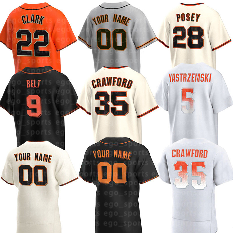 

28 Buster Posey Jersey 35 Brandon Crawford 9 Belt 25 Barry Bonds 38 Alex Cobb 57 Wood 5 Mike Yastrzemski 62 Logan Webb 66 Jarlin Garcia 10 Evan Longoria baseball jerseys, Youth's color 5