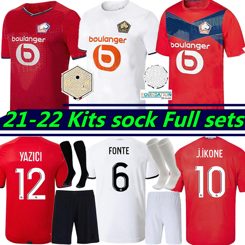 

LOSC Lille soccer jerseys 2021 2022 DAVID FONTE BURAK BAMBA YAZICI Men kids Kits sock Full sets JIKONE R.SANCHES T.WEAH L.ARAUJO maillot de football shirts, 21-22 away
