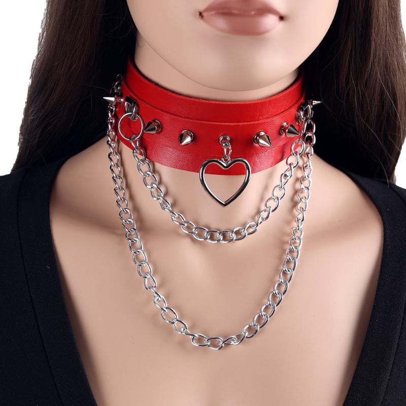

Chokers Goth Metal Chain Collar Accessories Harajuku Necklace Sexy Punk Choker Leather Bondage Cosplay Jewelry Women