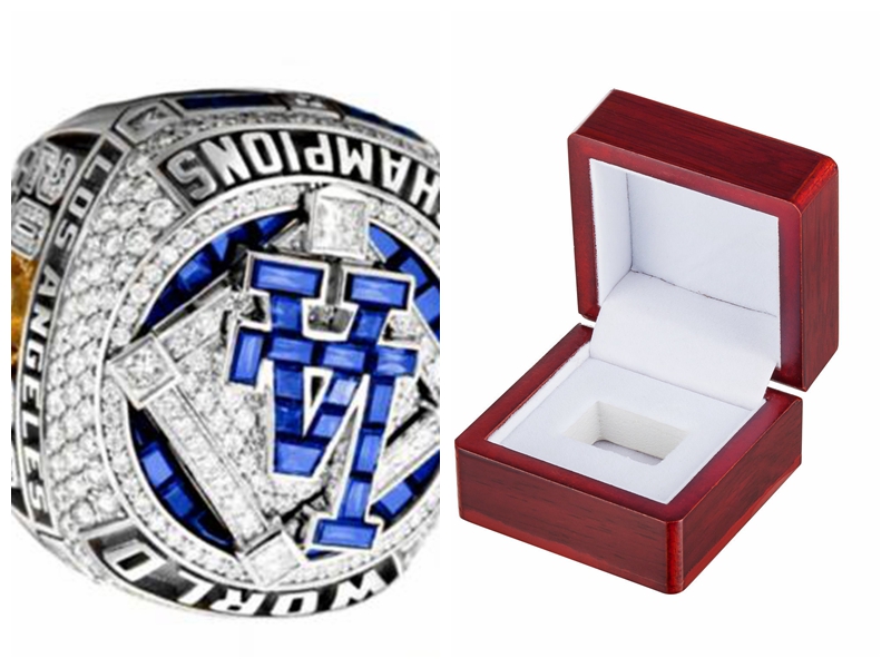 

2020-2021 Los Angeles Dodge style Baseball Nation Championship Ring with Collector's Display Case size 8-14, Golden;silver