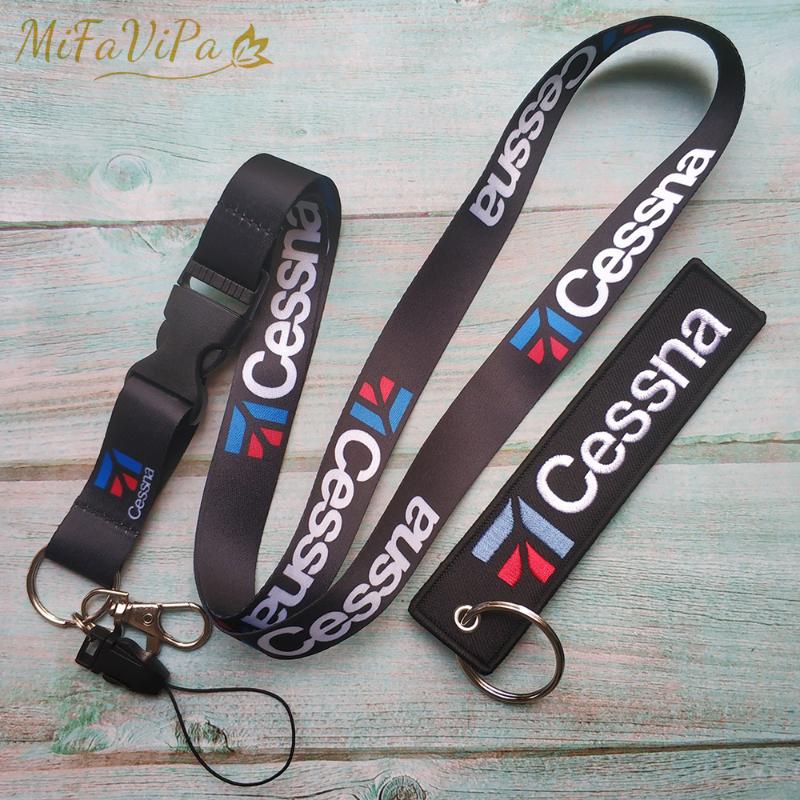 

Keychains Fashion Keychain Black Cessna Lanyards Neck Strap Phone Chaveiro Key Chain Llavero Lanyard For ID Card Holder Pilot Gifts