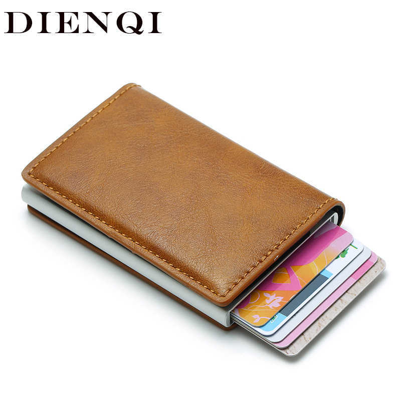 

DIENQI Rfid Wallet Card Holder Coin Purse Men's Wallet Slim Small Male Leather Wallet Mini Pocket Money Bag Women Walet Valet, Coffee