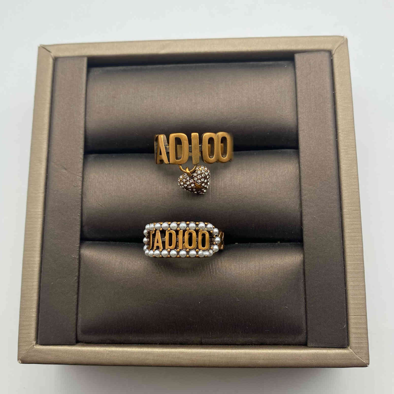 

Ring Dijia Brass Old Personality Love Pearl Letter Closed Fashion Simple Women's, Silver