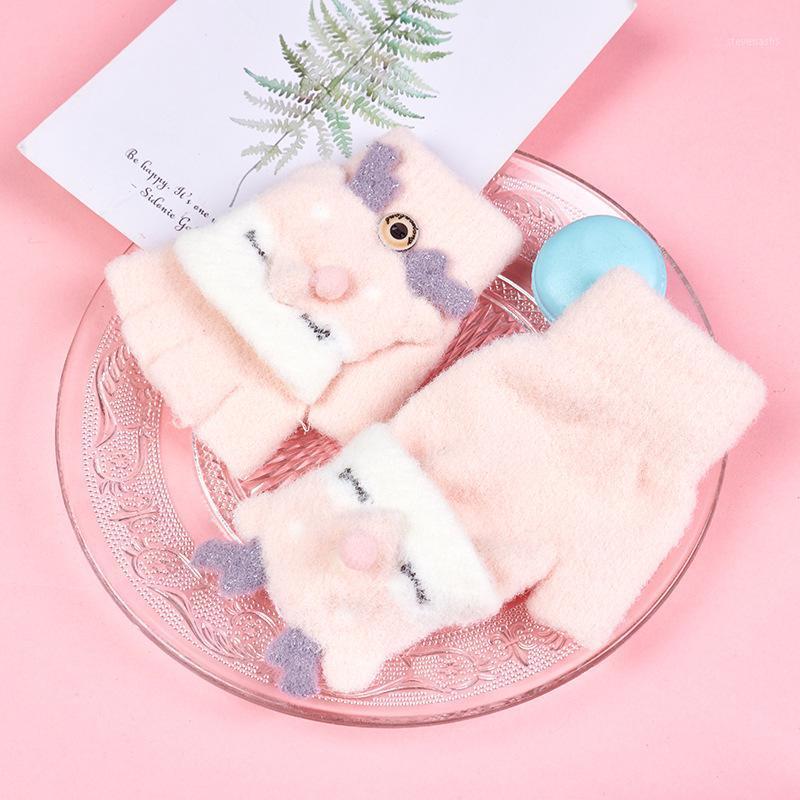 

Five Fingers Gloves Cartoon Pattern Kids Knitted Winter Warm For Children Soft Cashmere Knitting Mittens 2021
