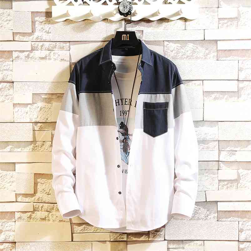 

Autumn Spring Clothes Chinese White Slim Fit Shirt Men Long Sleeves Blouse OverSize Casual For Man 210721, Cs43 2