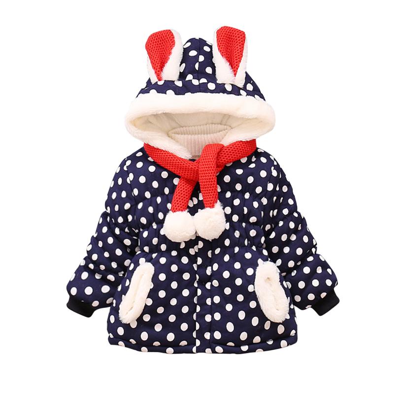 

Jackets Toddler Kids Baby Girls Boys Polka Dot Jacket 3D Ear Hooded Winter Warm Soft Windproof Coat Outwear With Scarf, Blue;gray