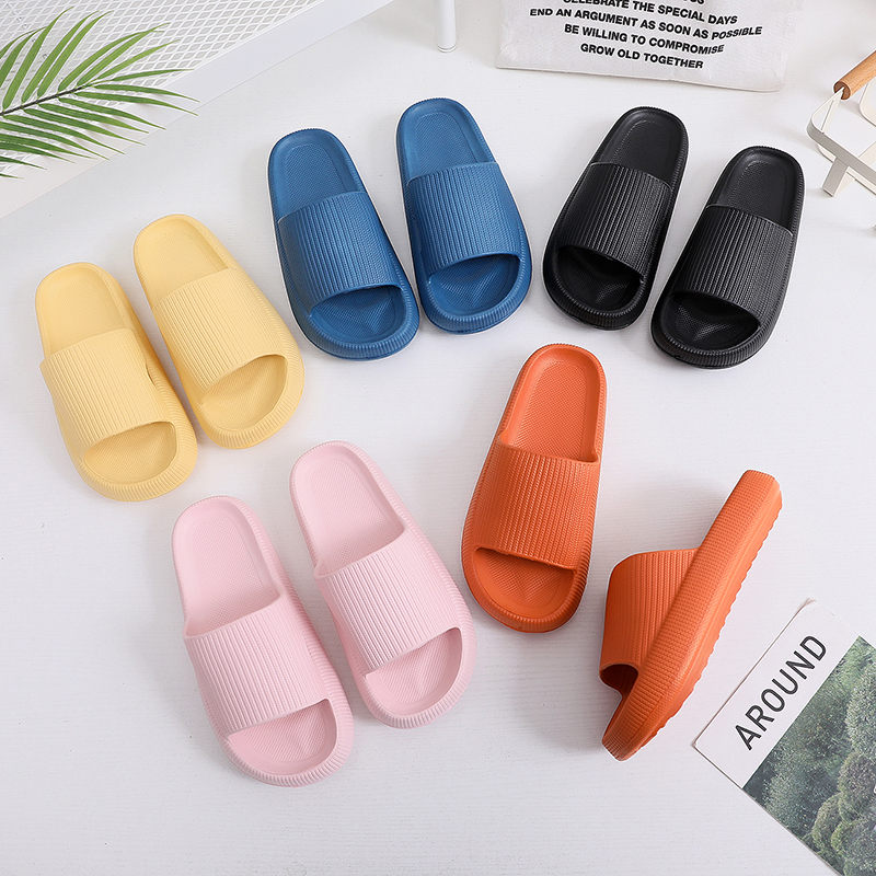 

Women Thick Platform Slippers Indoor Bathroom Slipper Soft Eva Anti-Slip Couples Home Floor Slides Ladies Summer Shoes, Black