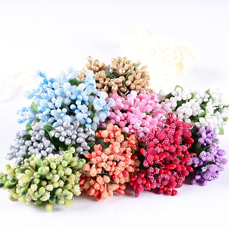 

Decorative Flowers & Wreaths 144pcs/lot DIY Mulberry Party Artificial Mini Silk Glass Bouquet Stamen Wire Box Wedding Decoration Gift, Silver