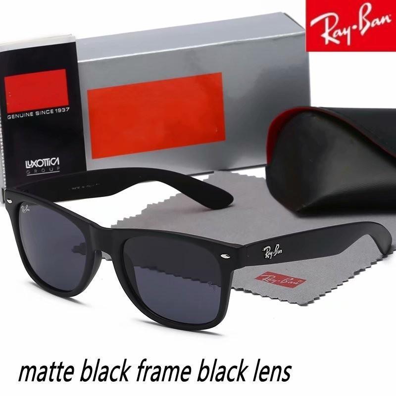 

High Quality Ray Men Women Polarized Sunglasses Vintage Pilot Wayfarer Brand Sun Glasses UV400 Bans With box and case 140, White;black
