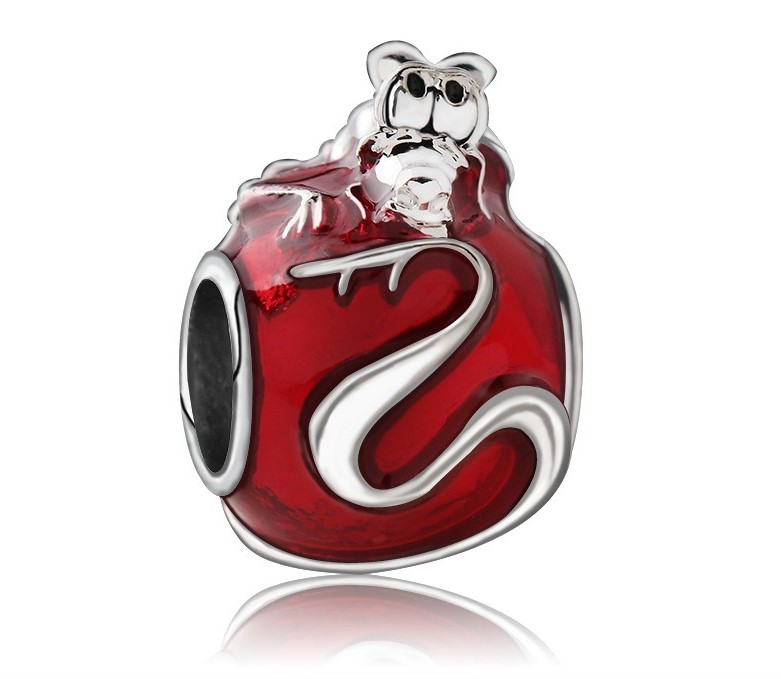 

Fit Pandora Charm Bracelet European Silver Charms Beads Dragon Red Enamel Dangle Pendant DIY Snake Chain For Women Bangle Necklace Jewelry