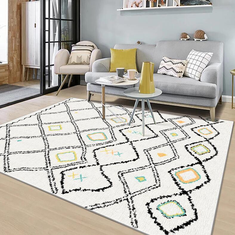 

Carpets Moroccan Living Room Carpet Home Vintage Rugs For Bedroom American Sofa Coffee Table Rug Study Geometric Floor Mat, Hb-07