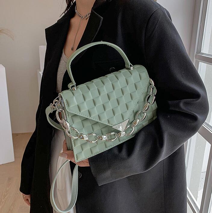 

Factory wholesale women messenger bag simple Joker solid color embossed handbag street trend plaid handbags summer candy-colored leather shoulder bags