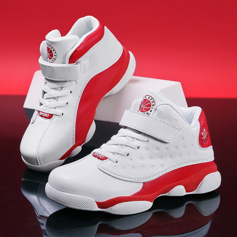 

SKHEK Boys Men Basketball Shoes 2021 New Spring Kids Sneaker Outdoor Big Kids Non-slip Sports Shoes Footwear Shoes Basket Sport, Red white