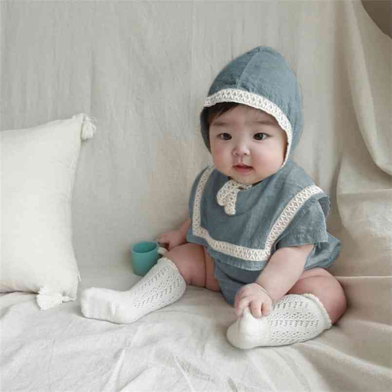 

summer baby bodysuit lapel cotton edge onesie crawling suit girl clothes 210702, Apricot