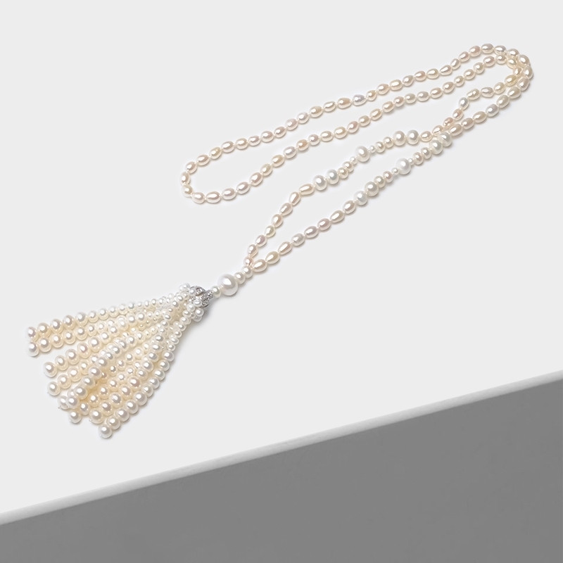 

Amorita boutique Fashion natural pearl 925silver long necklace